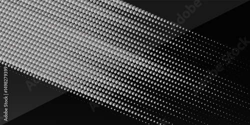 halftone dot Black white dark gray silver abstract pattern background. Geometric shape. Line triangle angle fold polygon diamond 3D. Gradient. Rough grain noise. Light shadow. Matte shimmer. 