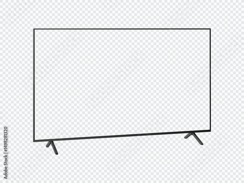Smart TV LED screen mockup Side View isolated on transparent background