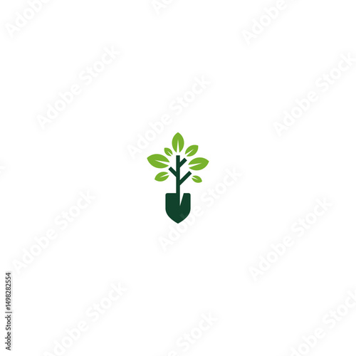 Shovel garden logo icon flat vector design