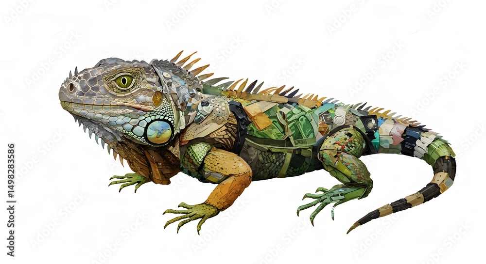 Fototapeta premium Iguana made of collage