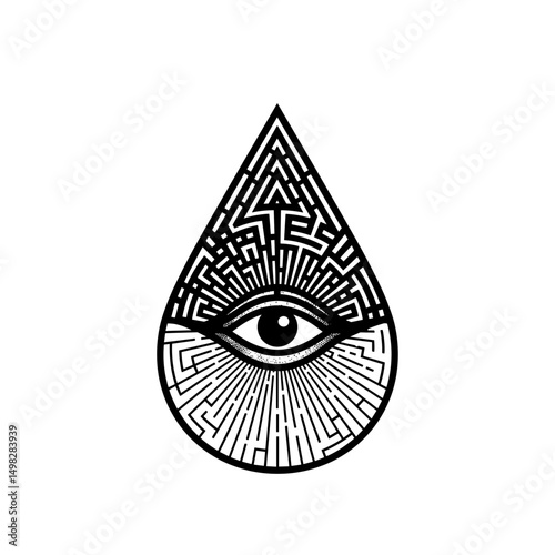  Eye in geometric maze within drop icon