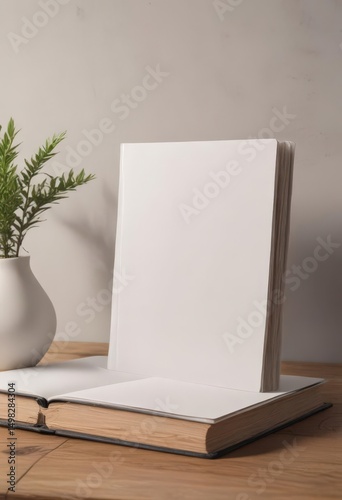 Elegant blank vertical photo album mockup, ready for design , white, clean, book