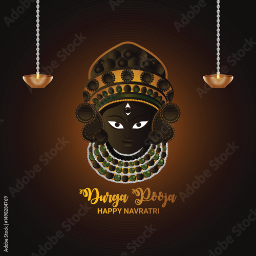 Happy navratri celebration greeting card