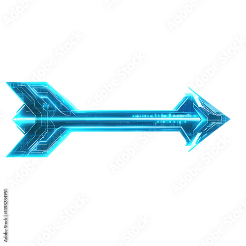 Futuristic Arrow with a Sleek Digital Structure Isolated on Transparent Background