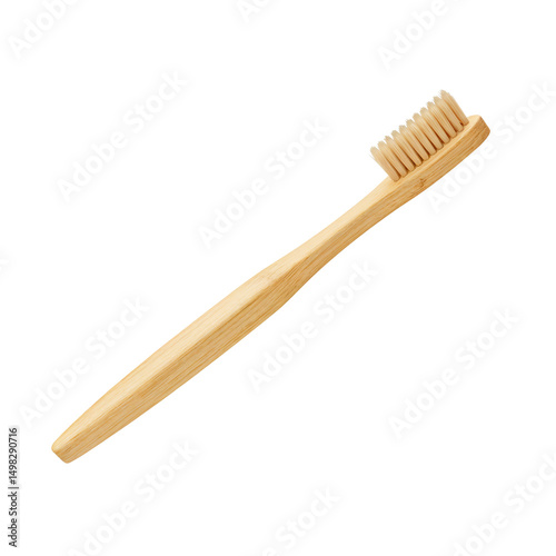Eco friendly bamboo toothbrush isolated on transparent background