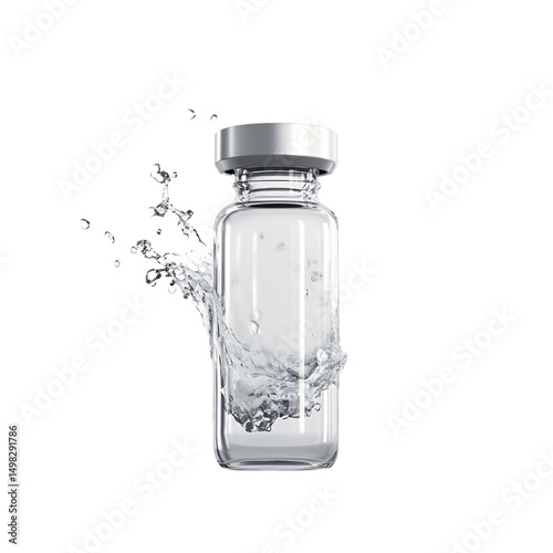 Glass vial water splash fresh clean medicine