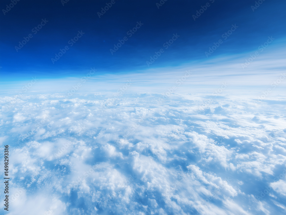 Curvature of planet earth. Aerial shot. Blue sky and clouds Curvature of planet earth. Aerial shot. Blue sky and clouds