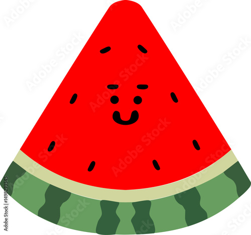 manually hand traced vector of a cute, fresh sliced watermelon isolated on white
