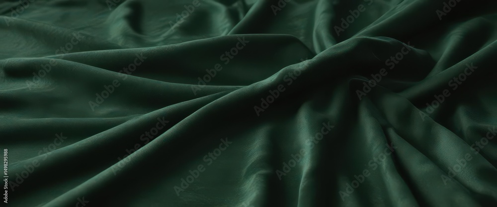 Obraz premium Deep green velvet textile; plush surface texture , velvet texture, curtain, material