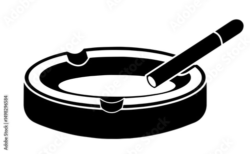 Silhouette of Ashtray with Cigarette. Smoking Habit, Tobacco Use, Health Risk, Anti-Smoking Awareness. World No Tobacco Day, Addiction Prevention, Public Health Campaigns