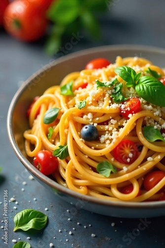 A plate of spaghetti overflowing with vegetables, a healthy and colorful alternative to traditional spaghetti dishes, promoting a balanced diet , nutrition, meal prep