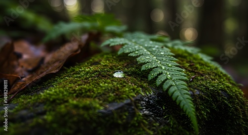 Dew-Dotted Fern Fronds in Gunung Pulosari’s Rainforest Edge