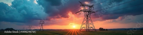 Close-up of a high-voltage electrical tower against a stormy sky, emphasizing the potential danger and power of electricity generation , danger, high voltage, wire