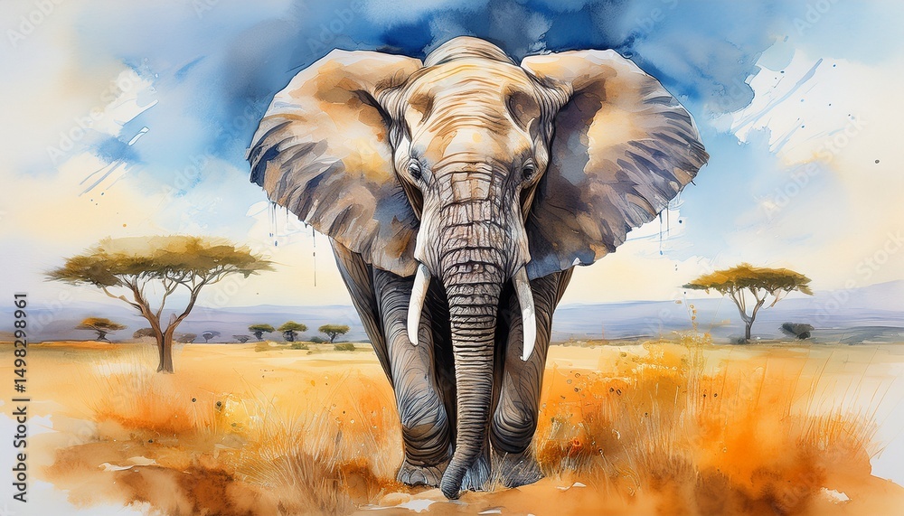 Fototapeta premium Aquarell Elefant