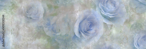 Timeless retro blue rose motif. Classic repeating pattern from the past - Seamless , pattern , background , tile