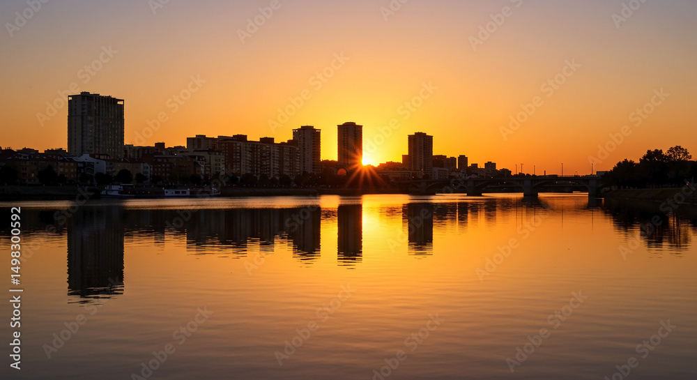 Fototapeta premium Landscape of a sunset in a city