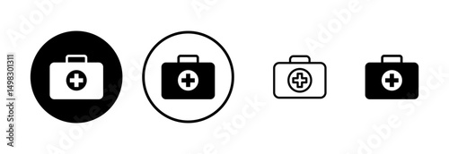 Medical box icon logo design. Medical suitcase sign and symbol. First aid icon