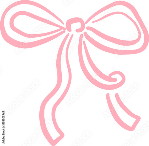 Pink Bow with Playful Curled Ribbon Tail