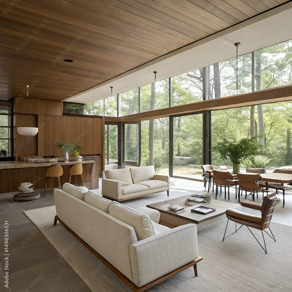 Fototapeta premium modern living room with fireplace