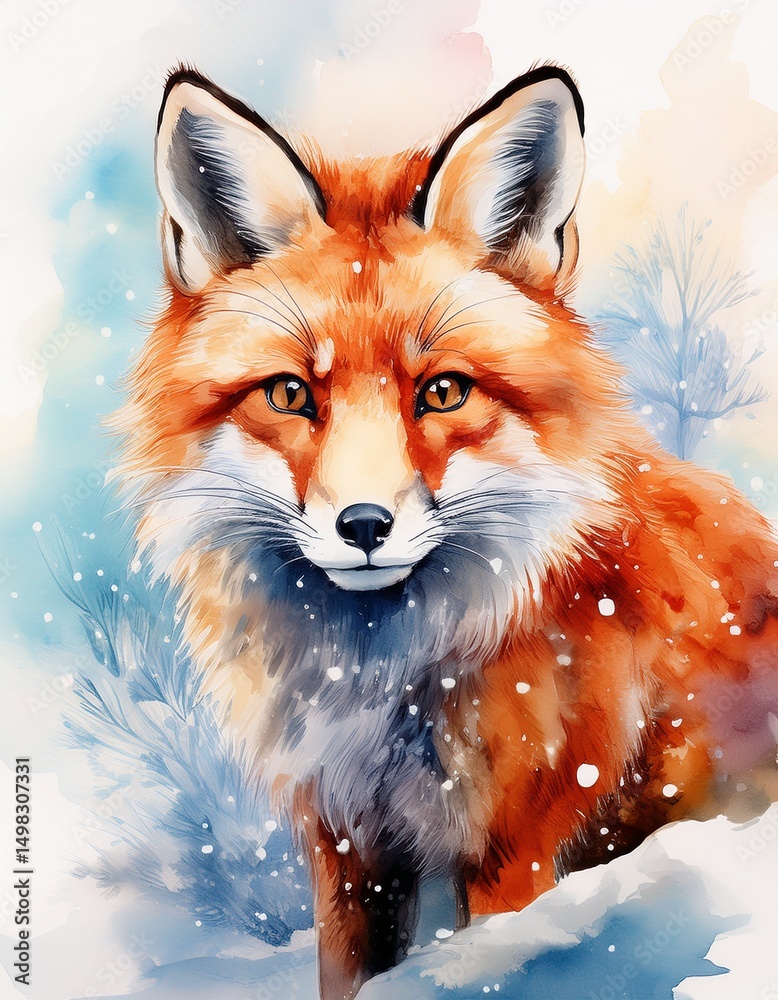 Fototapeta premium Aquarell roter Fuchs