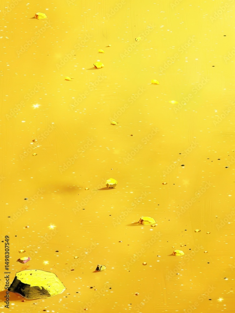 Obraz premium 黄金色の液体と微粒子の動き、抽象的な背景