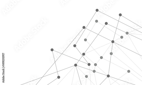 Website header or banner design with abstract geometric background and connecting dots and lines. Global network connection. Digital technology with plexus background and space for your text