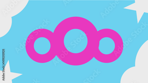 Bright and colorful abstract representation with a pink cloud icon set against blue sky and white elements. Eye-catching design element suitable for creative, playful, or conceptual projects.