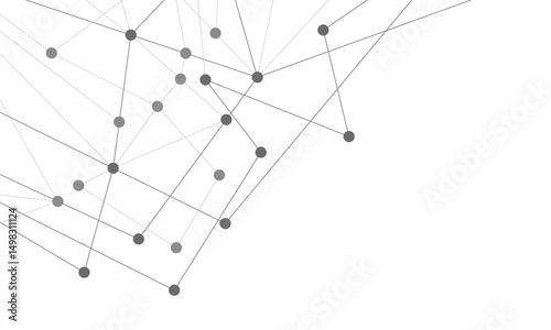 Website header or banner design with abstract geometric background and connecting dots and lines. Global network connection. Digital technology with plexus background and space for your text