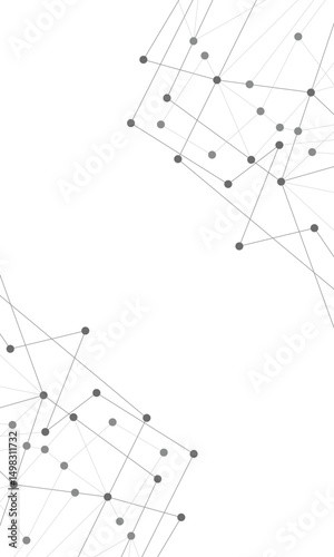 Website header or banner design with abstract geometric background and connecting dots and lines. Global network connection. Digital technology with plexus background and space for your text