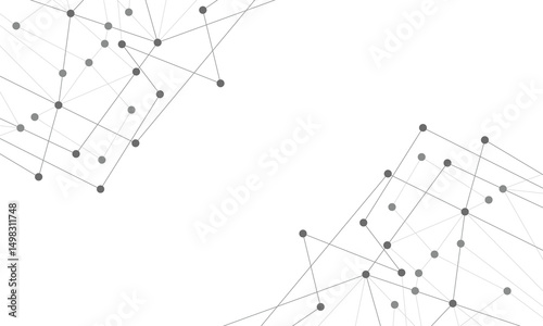 Website header or banner design with abstract geometric background and connecting dots and lines. Global network connection. Digital technology with plexus background and space for your text