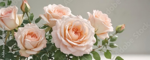 Delicate watercolor roses & leaves, soft hues , wallpaper, blossom, fabric