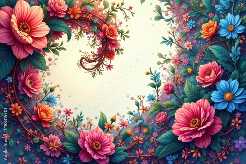 Intricate floral swirls form a continuous loop , infinite, backdrop