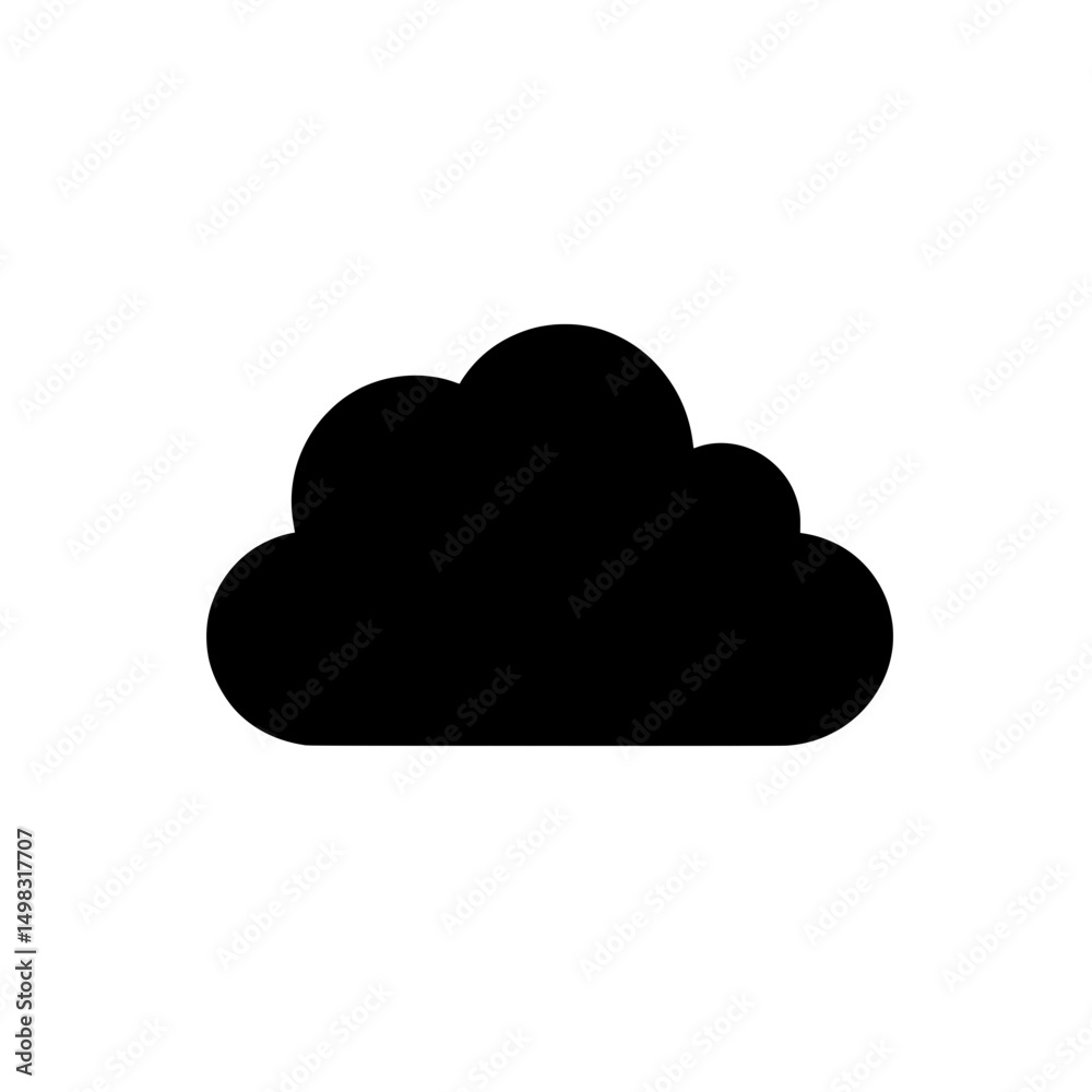 Simple cloud icon in solid black representing weather, fog, or storage-related symbol in minimal design Simple cloud icon in solid black representing weather, fog, or storage-related symbol in minimal design
