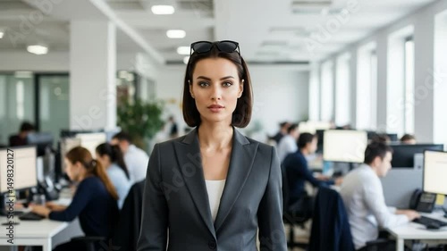 Confident woman in office setting