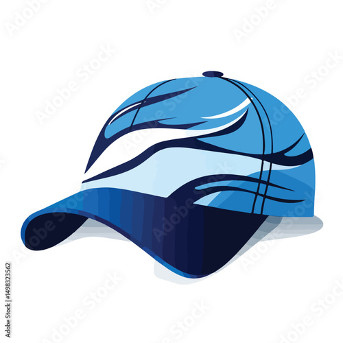 Professional Blue Shading Silhouette Cartoon Sport Cap Headwear Vector Illustration