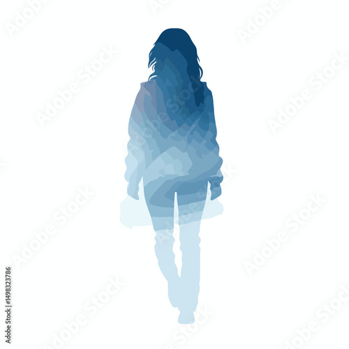 Abstract Blurred Silhouette Caricature Faceless Woman Illustration for Creative Design Projects