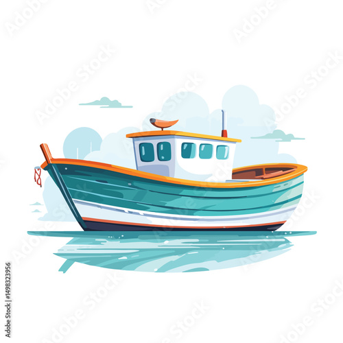 Modern flat boat vector illustration for creative designs and projects in travel industry