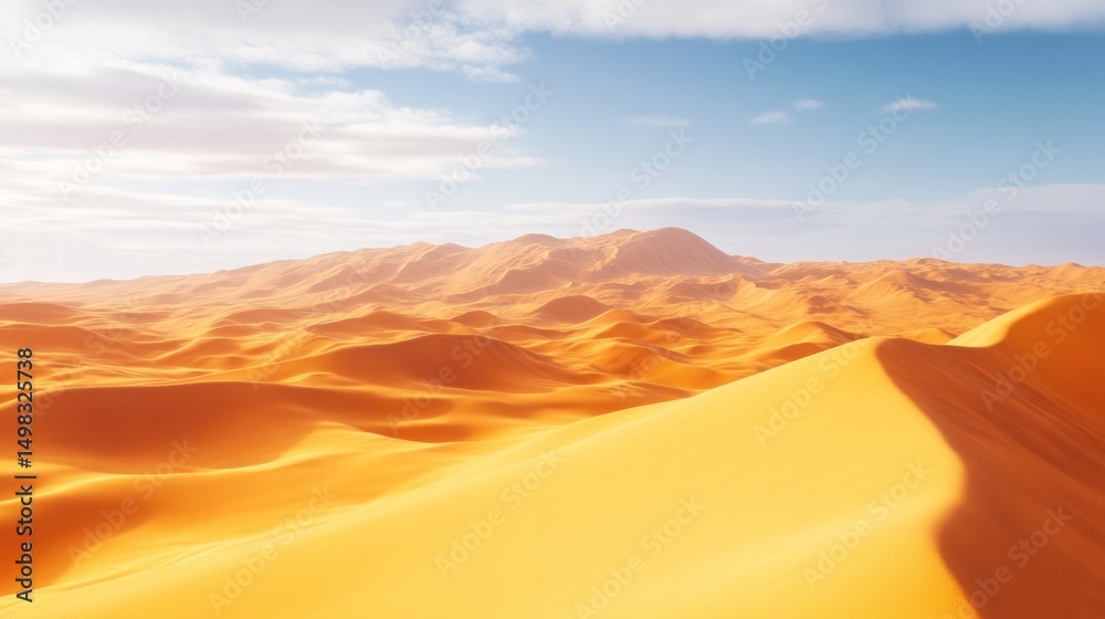 Naklejka premium Vast expanse of undulating sand dunes under a tranquil sky backdrop