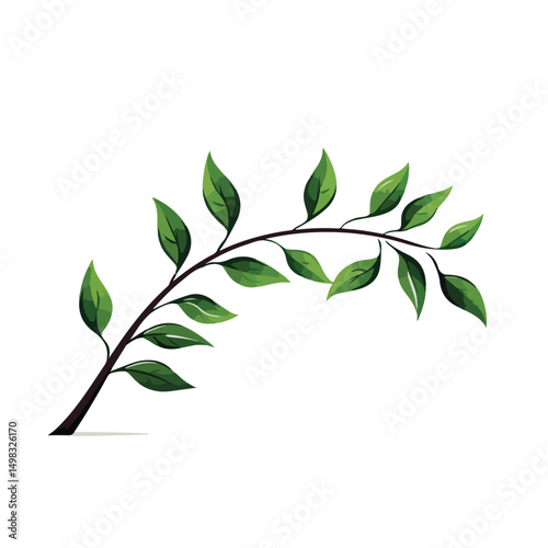 Detailed Branch with Leafs Vector Illustration for Natural Concepts