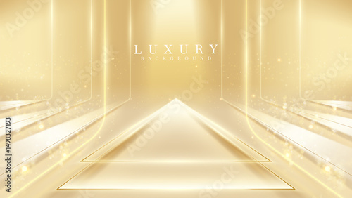Cream stage background with golden light and glittering star effects.