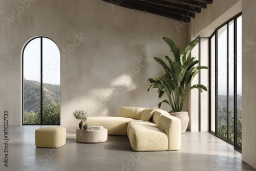 modern interior design scene in stylish living room featuring ultrabright lighting that creates warm and inviting