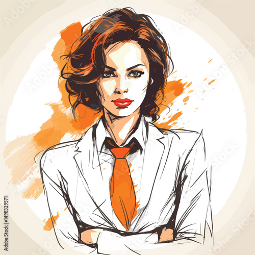 Professional Business Executive Woman Scribble Vector Illustration for Presentations and Marketing Materials