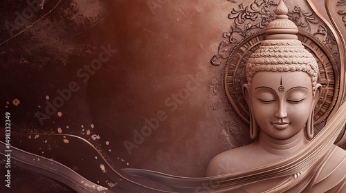 Blank mahavir jayanti wishcard sacred symbols earthy hues traditional festive elements no text culturally respectful and Adobe Stock compliant