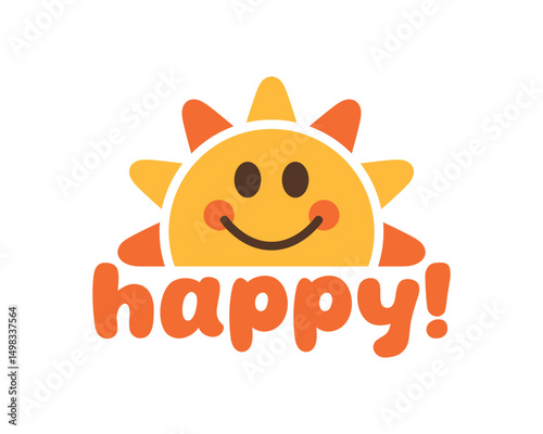 Happy Blushing Emoji, Joyful and Bright Kids Design, Fun Vector Art for Positivity, Happy Logo