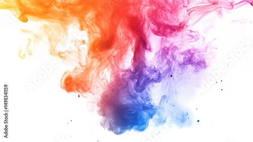 Chromatic cascade: Mesmerizing blend of vibrant colors dissolving into a tranquil white abyss