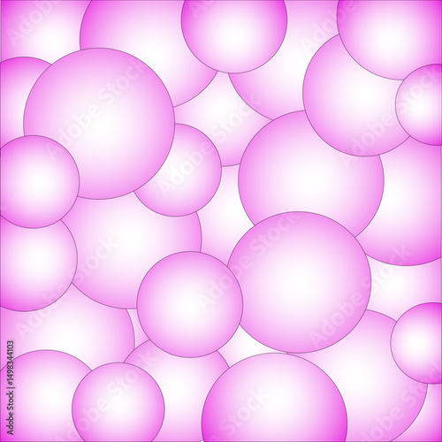 Soft pink bubbles. Circular pattern background. Vector abstract texture. Gentle gradient effect.