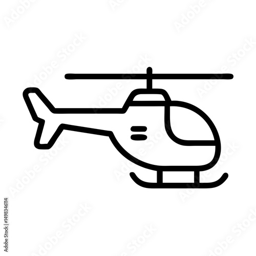 Outline drawing of a flying machine with rotors and a tail for air transportation usage design 100 chr