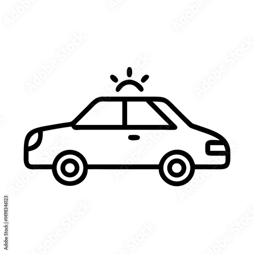 Outlined depiction of a patrol vehicle with emergency lights on top in a simple graphic style