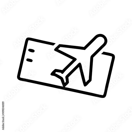 Outline of a plane on a boarding pass representing air travel and international destinations for vacations