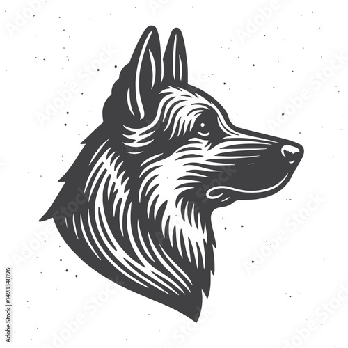 Vintage Hand-Drawn German Shepherd Illustration – Side View Dog Engraved Style Vector for T-Shirts, Posters, Stickers, and Pet Lover Apparel